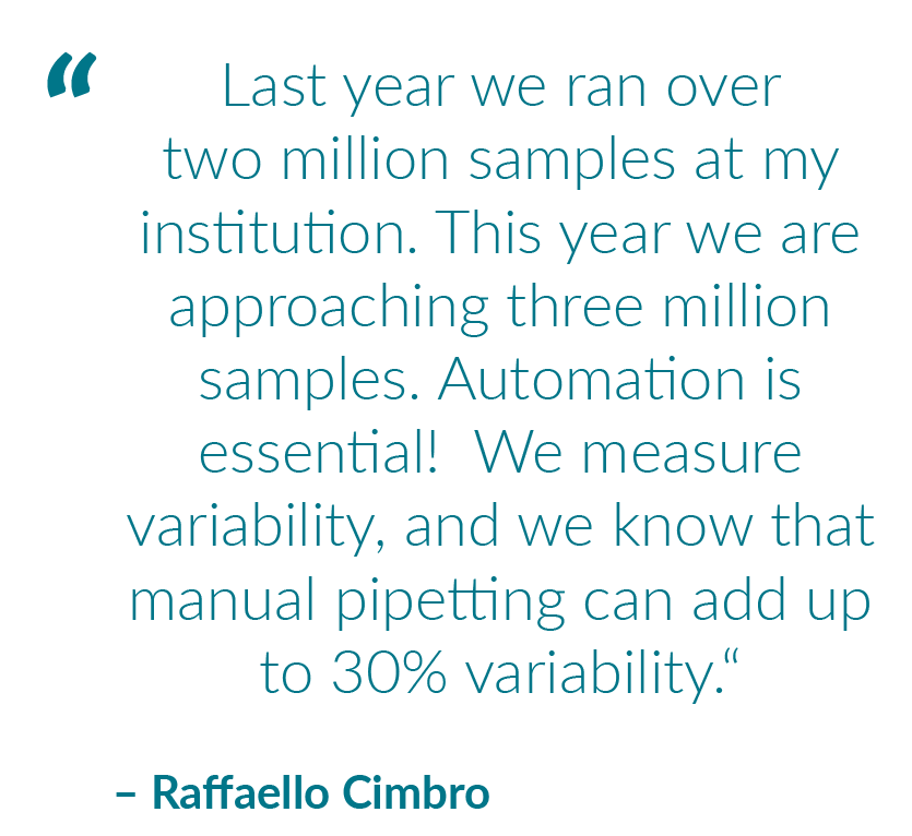 “,Last year we ran over two million samples at my institution. This year we are approaching three million samples. Au...