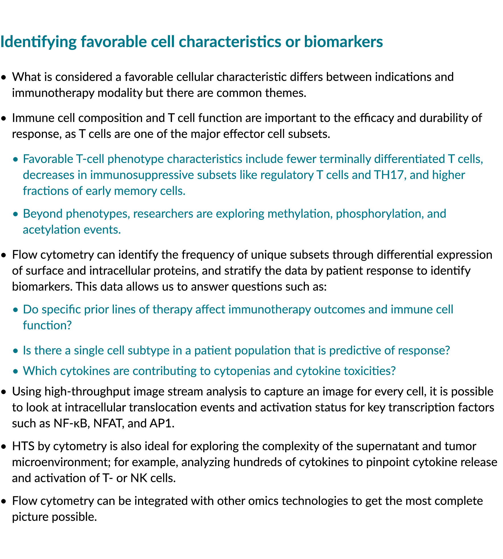 Identifying favorable cell characteristics or biomarkers • What is considered a favorable cellular characteristic dif...